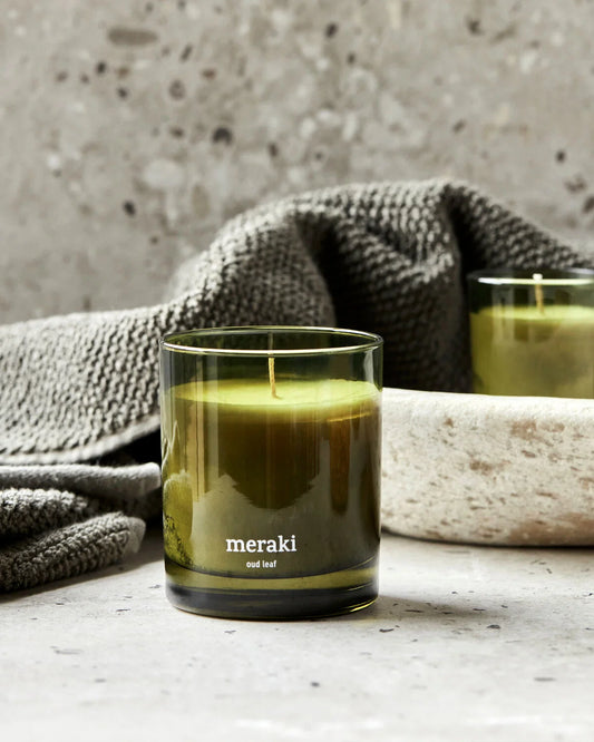 Scented candle, Oud leaf, Green